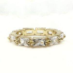 Eternity Ring Size 6.25 Yellow Gold Vintage Style 11 Cubic Zirconia Baguettes